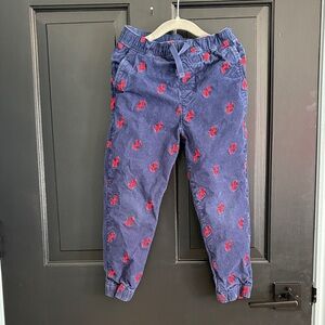 Hanna Andersson Navy Corduroy Pants with Red Reindeer